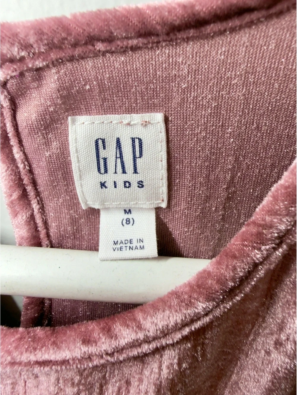 Girls Blush Rose crushed velour dress Gap size 8
